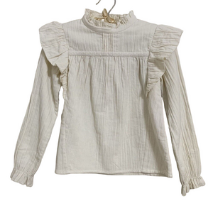 Louis Louise Girl’s Amanda Gauze Ruffle‎ Top Cream Size 10 Years